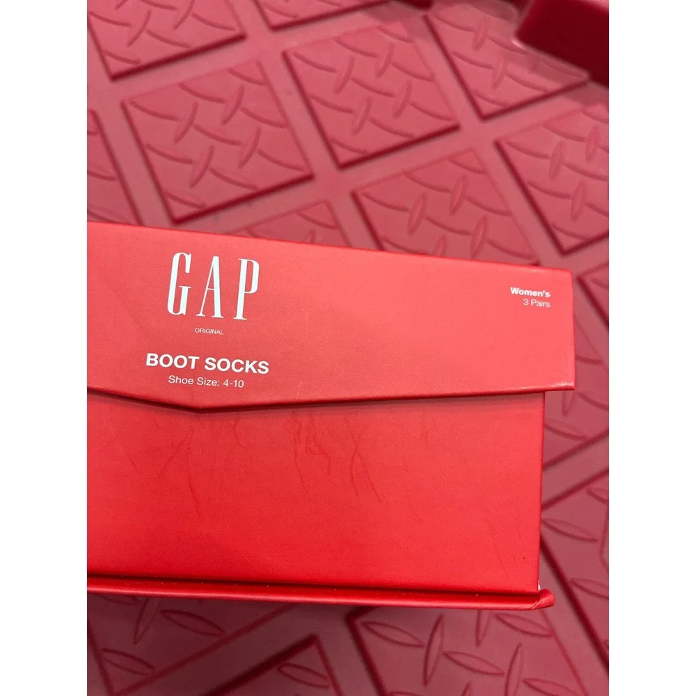 Gap Original Womens Boot Socks 3 Pair Gift Box Set Grey Cream Pink Size 4-10